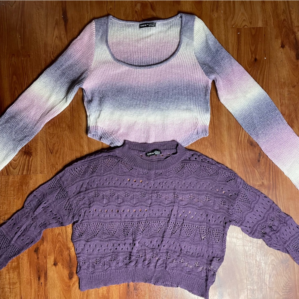 Purple Cropped Sweater Bundle - Size M/L Shein